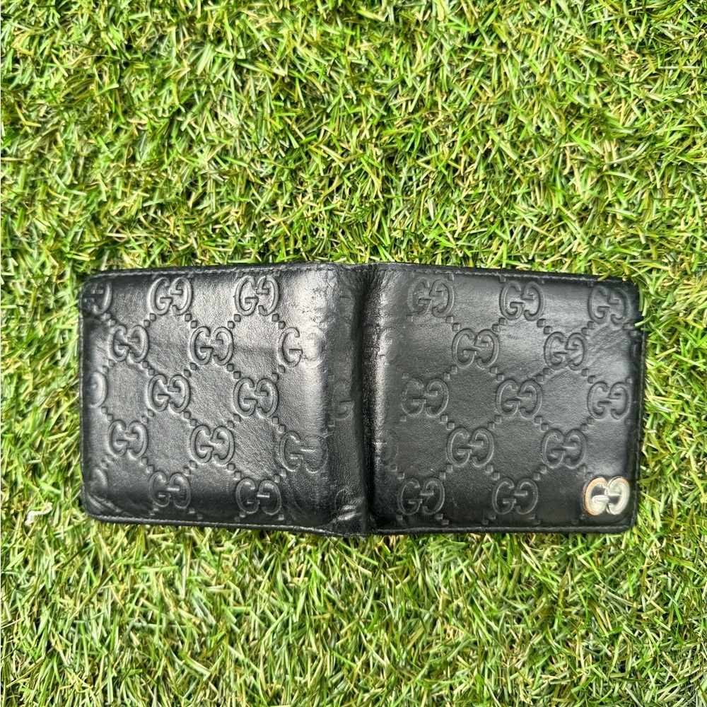 Gucci GG Supreme Logo Signature Bi-Fold Folding Black Men’s Leather  Wallet - Picture 3 of 9